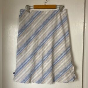 Y2K Blue Tan Striped A-line Skirt MIDI